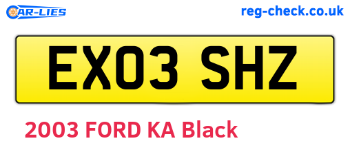 EX03SHZ are the vehicle registration plates.