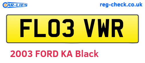 FL03VWR are the vehicle registration plates.