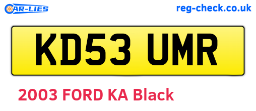 KD53UMR are the vehicle registration plates.
