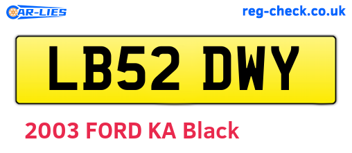 LB52DWY are the vehicle registration plates.