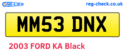 MM53DNX are the vehicle registration plates.