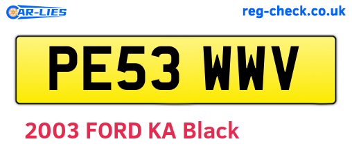 PE53WWV are the vehicle registration plates.
