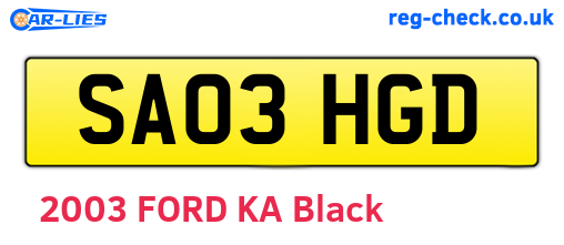 SA03HGD are the vehicle registration plates.