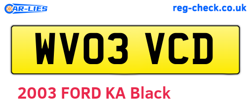 WV03VCD are the vehicle registration plates.