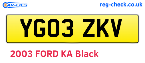 YG03ZKV are the vehicle registration plates.