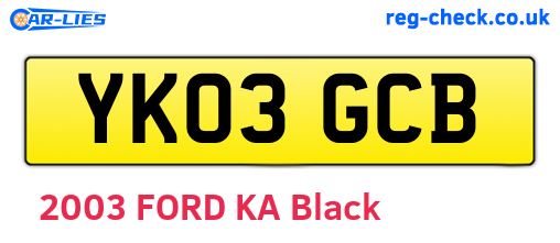 YK03GCB are the vehicle registration plates.