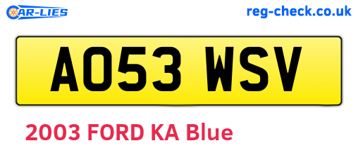 AO53WSV are the vehicle registration plates.