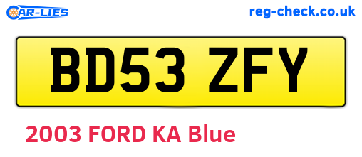 BD53ZFY are the vehicle registration plates.