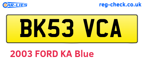 BK53VCA are the vehicle registration plates.
