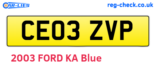 CE03ZVP are the vehicle registration plates.