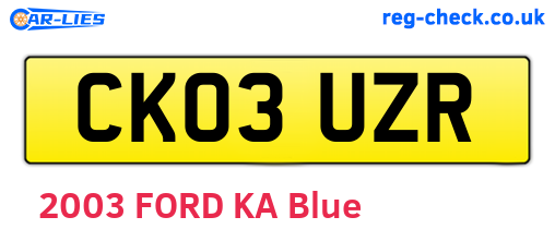 CK03UZR are the vehicle registration plates.