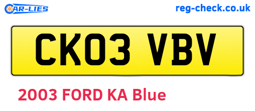 CK03VBV are the vehicle registration plates.