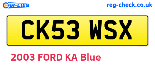 CK53WSX are the vehicle registration plates.