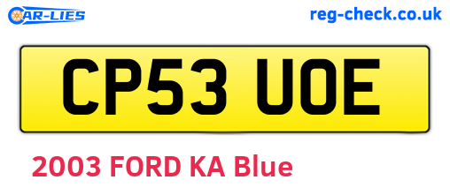 CP53UOE are the vehicle registration plates.