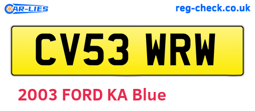 CV53WRW are the vehicle registration plates.