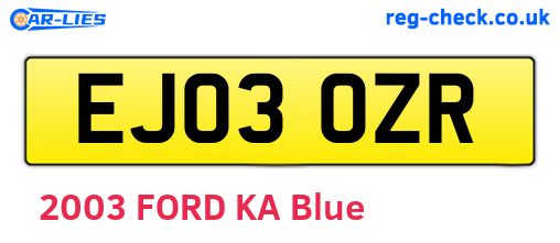 EJ03OZR are the vehicle registration plates.