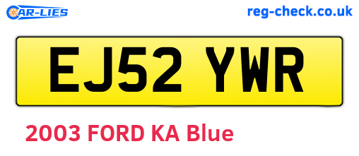 EJ52YWR are the vehicle registration plates.