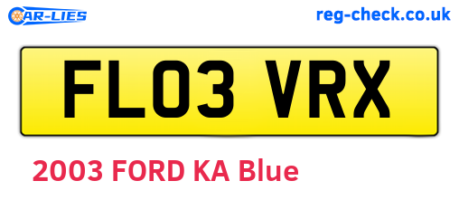 FL03VRX are the vehicle registration plates.