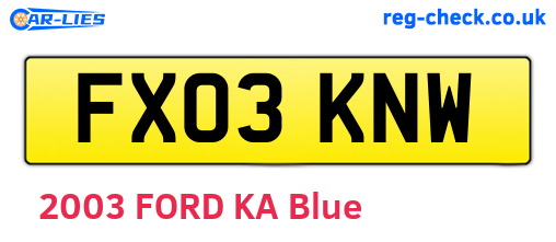 FX03KNW are the vehicle registration plates.