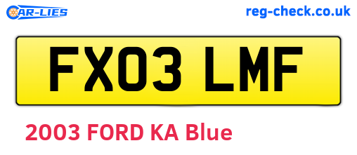 FX03LMF are the vehicle registration plates.