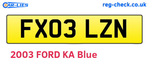 FX03LZN are the vehicle registration plates.