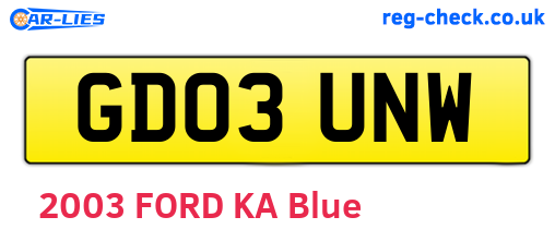 GD03UNW are the vehicle registration plates.