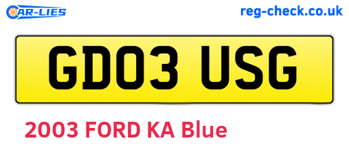 GD03USG are the vehicle registration plates.