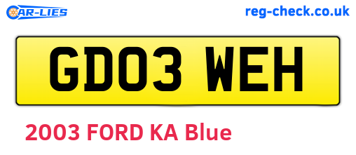 GD03WEH are the vehicle registration plates.