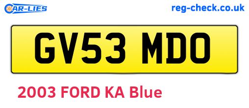GV53MDO are the vehicle registration plates.
