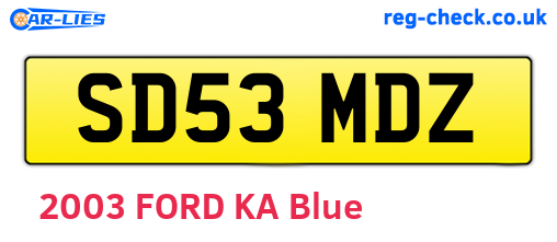 SD53MDZ are the vehicle registration plates.