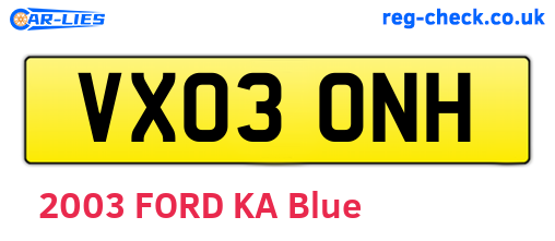 VX03ONH are the vehicle registration plates.