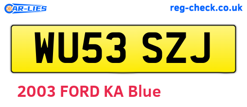 WU53SZJ are the vehicle registration plates.