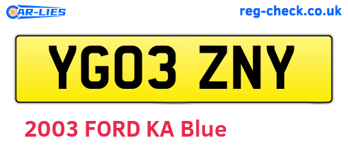 YG03ZNY are the vehicle registration plates.