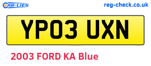 YP03UXN are the vehicle registration plates.
