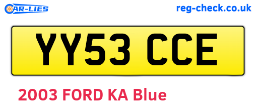 YY53CCE are the vehicle registration plates.