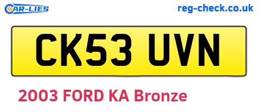 CK53UVN are the vehicle registration plates.