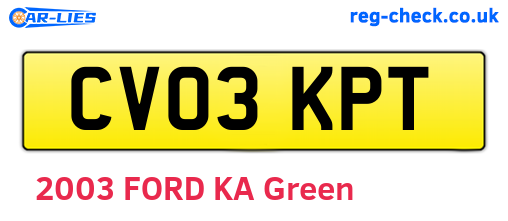 CV03KPT are the vehicle registration plates.