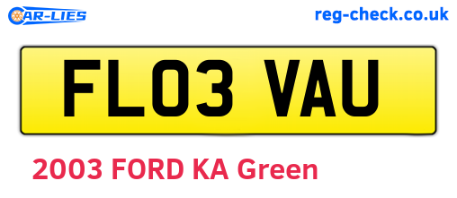 FL03VAU are the vehicle registration plates.