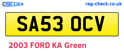 SA53OCV are the vehicle registration plates.
