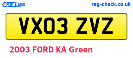 VX03ZVZ are the vehicle registration plates.