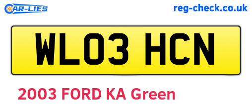 WL03HCN are the vehicle registration plates.