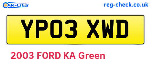 YP03XWD are the vehicle registration plates.