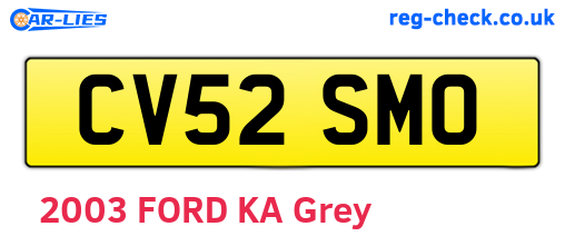 CV52SMO are the vehicle registration plates.