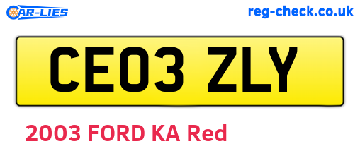 CE03ZLY are the vehicle registration plates.