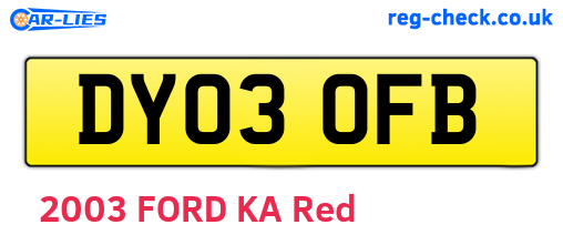 DY03OFB are the vehicle registration plates.