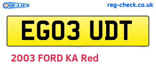 EG03UDT are the vehicle registration plates.