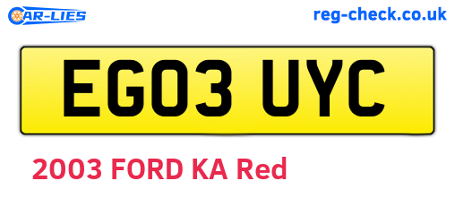 EG03UYC are the vehicle registration plates.