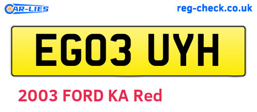 EG03UYH are the vehicle registration plates.