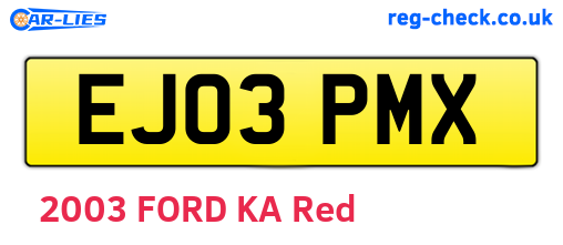 EJ03PMX are the vehicle registration plates.