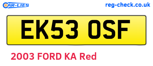 EK53OSF are the vehicle registration plates.